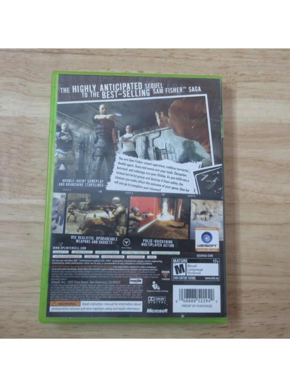 Tom Clancy's Splinter Cell: Double Agent (Microsoft Xbox 360, 2006) No Manual